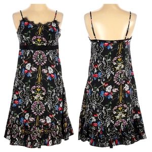 Black Floral Fantasy Ruffle Lace Slip Dress - Silvian Heach Vintage Style